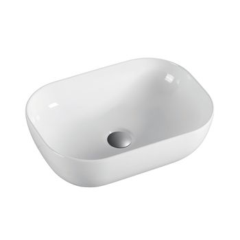 Lavabo Sobre Encimera Cerámico | Lavamanos Baño Para Encimera Rectangular | 50,5cm X 40,5cm | Blanco Brillo