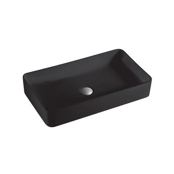 Lavabo Sobre Encimera Cerámico | Lavamanos Baño Para Encimera Rectangular | 51cm X 35cm | Negro Mate