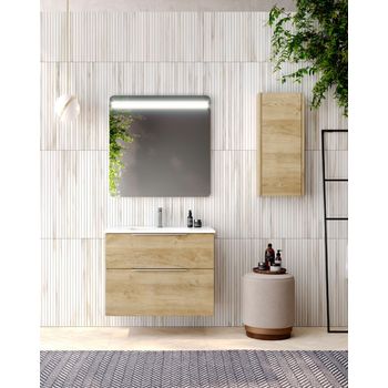 Mueble de Baño con Patas Támesis Roble y Blanco (Lavabo Incluido) 