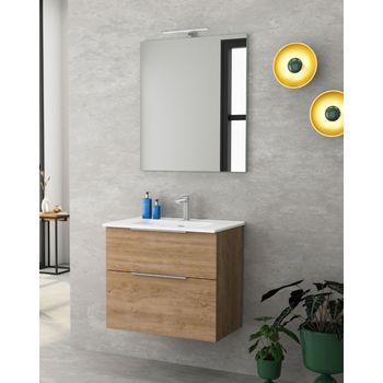 Mueble De Baño Suspendido Con Lavabo Cerámico, 2 Cajones Con Cierre  Amortiguado Y Organizador, 80 Cm - Moka Mate Tirador Cromo Brillo con  Ofertas en Carrefour