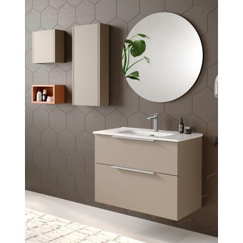 Mueble de lavabo suspendido 60cm blanco brillo con espejo