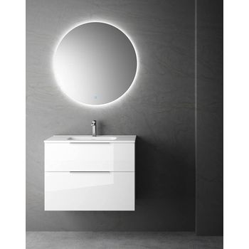 Mueble De Baño Suspendido Fondo Reducido, 2 Cajones Con Cierre Amortiguado  Y Lavabo Cerámico, 80 Cm - Blanco Brillo - Tirador Cromo Brillo con Ofertas  en Carrefour