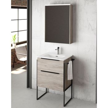 Mueble De Baño Al Suelo Con Lavabo Cerámico, 2 Cajones Con Cierre  Amortiguado Y Organizador, 100 Cm - Pino Gris con Ofertas en Carrefour