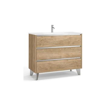 Mueble De Baño Suspendido A Pared Fondo Reducido, Mueble Aseo Volado  Pequeño De 1 Puerta Y Lavabo Cerámico, 45cm con Ofertas en Carrefour