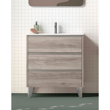 Mueble De Baño Al Suelo Con Lavabo Cerámico, 2 Cajones Con Cierre  Amortiguado Y Organizador, 70 Cm - Roble Natural con Ofertas en Carrefour