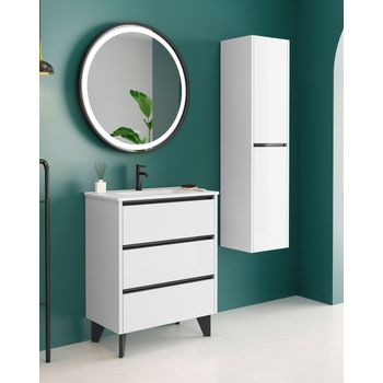 Mueble De Baño Al Suelo Con Lavabo Cerámico, 2 Cajones Con Cierre  Amortiguado Y Organizador, 70 Cm - Roble Natural con Ofertas en Carrefour