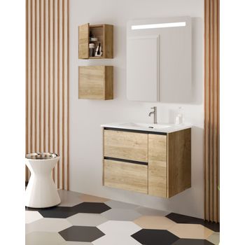 Miroytengo Pack Muebles baño Plutón diseño Moderno (Mueble  Baño+Espejo+Columna+Lavabo Cerámica)