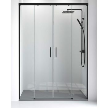 Mampara de Ducha Frontal Puerta Plegable TRANSPARENTE, Cabina Ducha de  Apertura Plegable, Vidrio Templado 6mm con Antical, 195cm Altura, Perfilería Negro