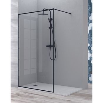 Mampara De Ducha Frontal 1 Puerta 1 Fijo Corredera, Vidrio Templado De 6mm  Antical Transparente, Perfilería Negra, 145 Cm (adaptable 139-144cm) con  Ofertas en Carrefour