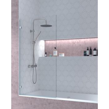 Mampara De Bañera Perfil Gris Mate Abatible 1 Hoja 80x140cm Aica con  Ofertas en Carrefour