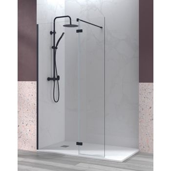 Mampara Ducha Frontal Puerta Plegable 1 Fijo, 90 cm, Transparente, Alto  195cm, Cromo