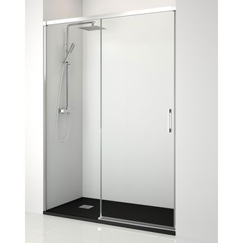 Mampara De Ducha Frontal Corredera 1 Puerta 1 Fijo Corredera | Cristal Templado 6mm Antical Transparente | 195cm De Altura  Perfilería Cromo | 105 Cm (adaptable 99-104cm)