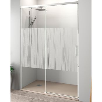 Mampara Ducha Frontal Corredera, Vidrio Templado de 8mm Transparente, Antical, Perfilería Cromo 110cm