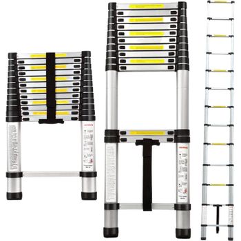 Escalera Profesional De Aluminio De Apoyo Extensible Con Barra  Estabilizadora 2 X 11 Peldaños Serie Top con Ofertas en Carrefour