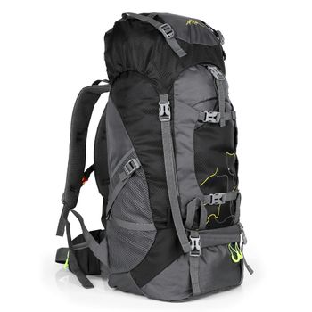 Mochila De Senderismo Para Viajes Montañismo Escalada Camping Trekking 70l Macuto Impermeable Negro.