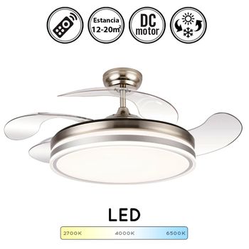 Ventilador De Techo Con Luz Led Strass, 4 Aspas Retráctiles, 38x108x108 Cm,  Color Blanco, 3 Velocidades, Luz Led, Mando A Distancia, Motor Ac con  Ofertas en Carrefour