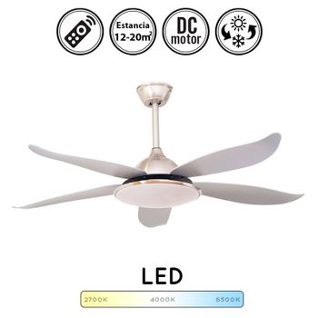 Universalblue Ventilador De Techo Sin Luz Con Aspas De Madera - Motor Dc  Silencioso Buran 6052w con Ofertas en Carrefour