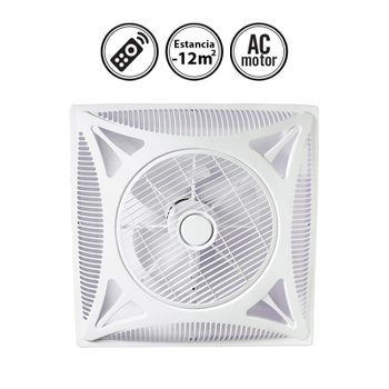 Ventilador De Techo Cuadrado, Especial Techo Desmontable Armstrong, Empotrable Panel 60x60, Blanco, Mando Y Rejilla Giratoria.