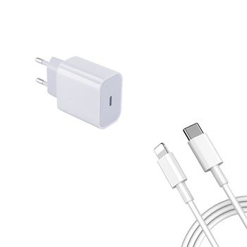 Kit Base Type C Carga Rápida 20w + Cable 100w 5a 100cm Accetel Usb-c - Usb-c Gift4me Compatible Con Movil Apple Iphone 14 - Blanco