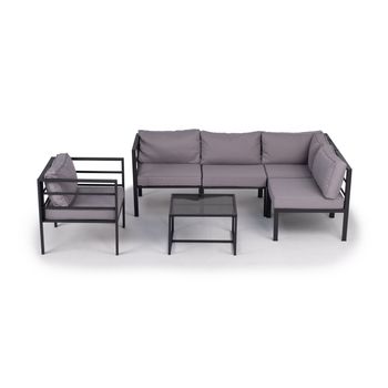 Conjunto Mueble Modular De Jardín Madrid, 5 Plazas, Acero, Negro