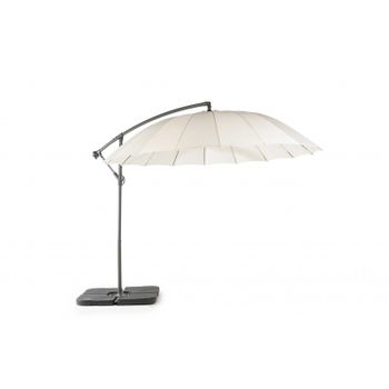 Parasol  De 18 Varillas De Fibra De Vidrio, Blanco, Resistencia Uv, 3 Metros