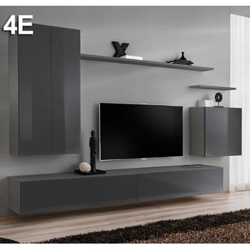 Conjunto Muebles Berit  Modelo 4 E – Gris Acabado En Brillo – 270cm – Berit 4e