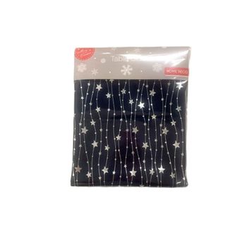 Mantel Navideño Home Deco Diseño Estrellas Negro 230x140 Cm