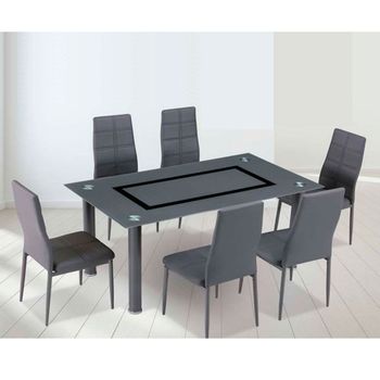 Conjunto De Comedor Axiss Mesa + 6 Sillas Gris