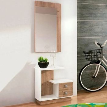 Mueble Recibidor Star Con Espejo Nelson/blanco 178,5x75x27,9 Cm