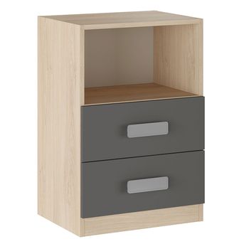 Mueble Bajo Donald 2 Cajones 1 Hueco Puccini/grafito 73x47,5x39,6 Cm