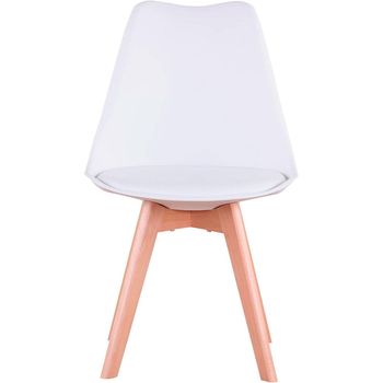 Silla Fina Estilo Nórdico Patas De Madera Blanco 83x43x54 Cm