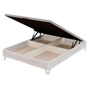 Canapé Abatible Arcón de madera con patas transpirable altura 34,5 cm -  Blanco - 135x190 cm