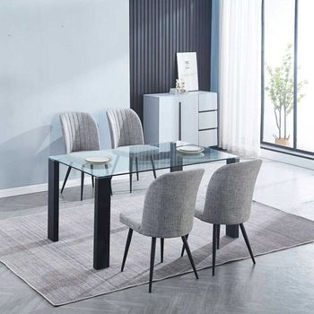 Conjunto De Comedor 1 Mesa Alice + 4 Sillas Rory Gris