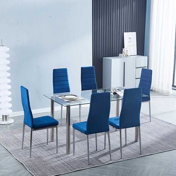 Conjunto De Comedor Avatar X 1 Mesa + 6 Sillas Azul