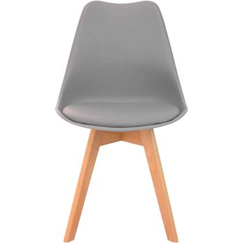 Silla Fina Estilo Nórdico Patas De Madera Gris 83x43x54 Cm