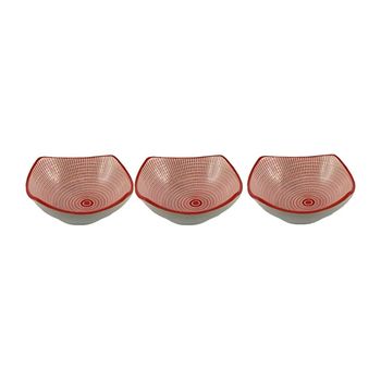 Pack De 3 Cuencos Para Snack Cerámica Rojo 6x10x10 Cm