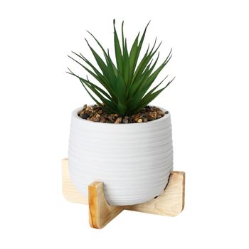 Planta Artificial Con Macetero Y Soporte Blanco Ø15,5x22 Cm