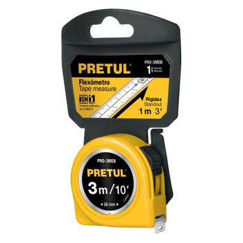 Flexometro, Amarillo, 3m, Cinta 13mm, Pretul - Truper