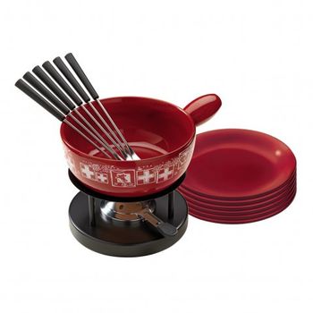 Set Fondue De Queso Swiss 15 Pzs 22 Cm - 2.1 L - Box - Rojo - Kuhn-rikon