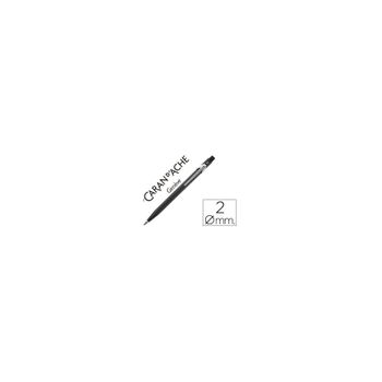 Portaminas Caran D'ache Fixpencil Negro Con Clip 2 Mm Con Afilador En El Pulsador