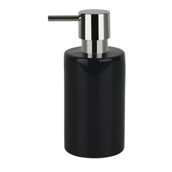 Dispensador De Jabon Liquido Spirella "tube" De Gres En Color Negro 7 X 16 Cm