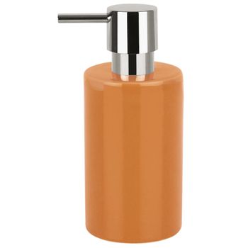 Dispensador De Jabon Spirella "tube" De Gres En Color Naranja Ø7 X 16 Cm