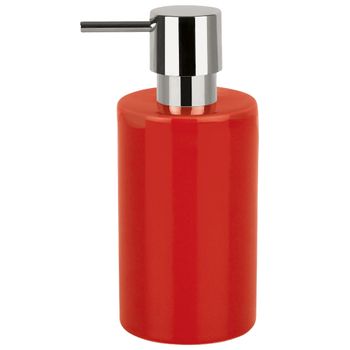 Dispensador De Jabon "tube" De Gres En Color Rojo Ø7 X 16 Cm