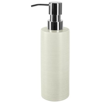 Dispensador De Jabon Spirella "tube Ribbed" De Gres En Color Gris Ø7 X 16 Cm