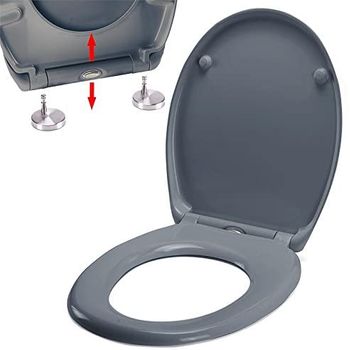 Asiento De Inodoro Con Cierre Suave Duroplast Spirella 44x37x3 Cm Gris