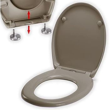 Asiento Inodoro Premium: Ovalado, Suave, Antibacteriano, Duroplast Y Acero Inoxidable.