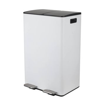 Spirella Cubo De Basura Blanco, 40l Con Pedal Retractil Y 2 Cubos - "aliya"