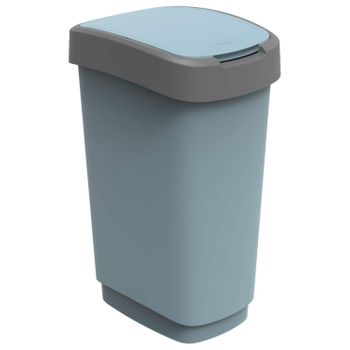 Cubo De Basura Con Tapa Abatible De Plástico Reciclado Pp Rotho Twist Eco 50l Azul