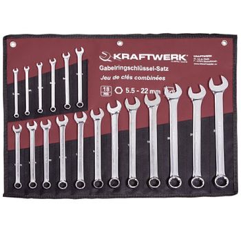 Kraftwerk Kra 3557r Juego De Llaves Combinadas, 18 Pzas., 5.5-22 Mm