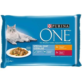 Purina One Bolsitas De Frescura De Pollo Y Carne De Res - Para Gatos Adultos Esterilizados